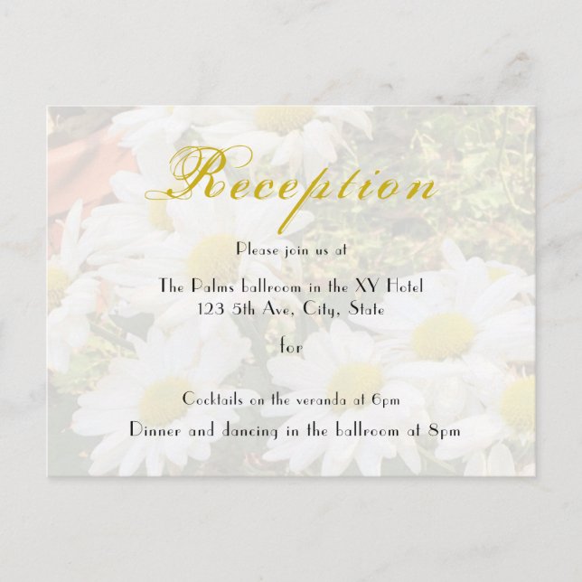 Daisy Background Flowing Yellow and Gray Wedding Postcard (Front)