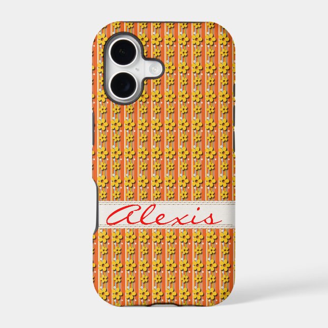 Daisy Background with name Iphone Case (Back)