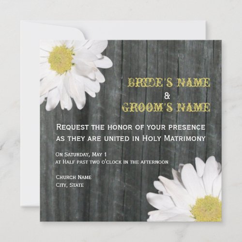 Daisy &amp; Barnwood Wedding Invitation