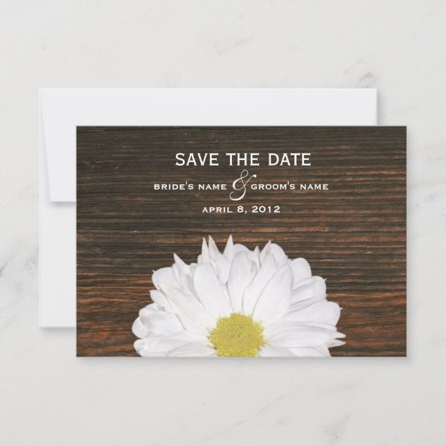 Daisy & Barnwood Wedding Save The Date (Front)