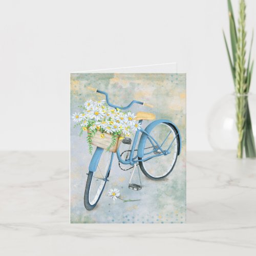 daisy basket on blue bike card