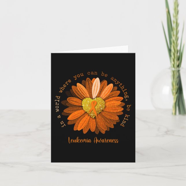 Daisy Be Kind Leukemia Awareness Orange Ribbon  Card (Front)