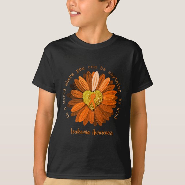 Daisy Be Kind Leukemia Awareness Orange Ribbon  T-Shirt (Front)