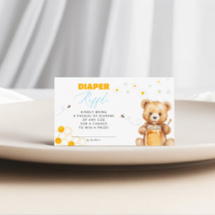 Daisy Bear Diaper Raffle Girl Baby Shower Enclosure Card