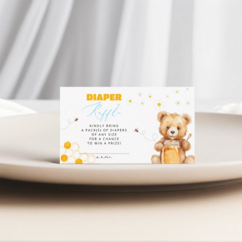 Daisy Bear Diaper Raffle Girl Baby Shower  Enclosure Card