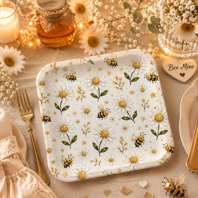 Daisy Bee Birthday Party Paper Plates (Creator Uploaded)