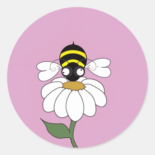 Daisy Bee Round Sticker (Front)