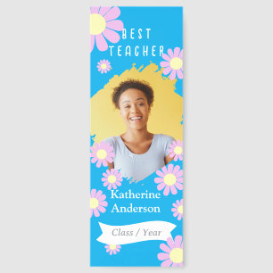 Daisy Best Teacher Photo Blue Bookmarks