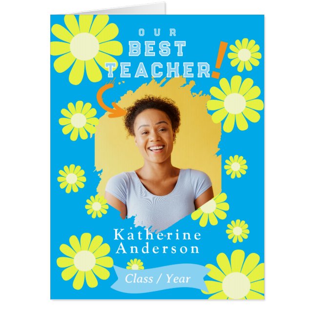 Daisy Best Teacher Photo Blue Card (Front)