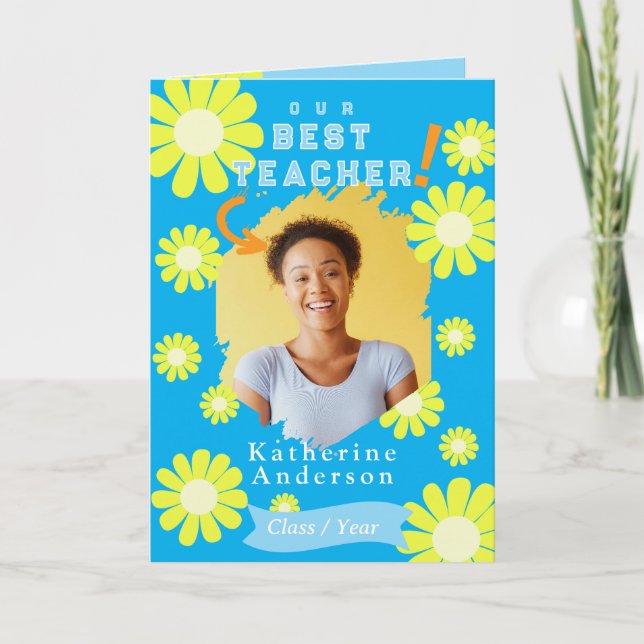 Daisy Best Teacher Photo Blue Card (Front)