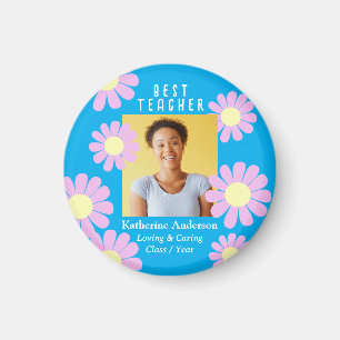 Daisy Best Teacher Photo Blue  Magnet