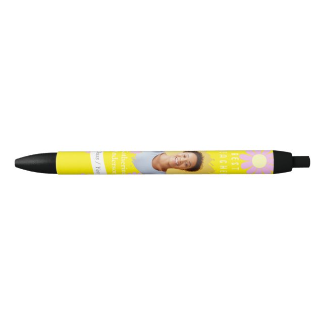 Daisy Best Teacher Photo Bright Yellow Pen (Front)