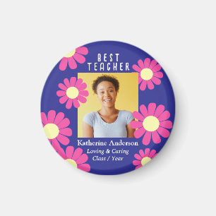 Daisy Best Teacher Photo Dark Purple Magnet