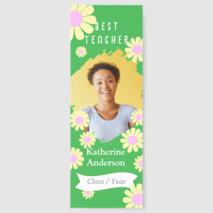 Daisy Best Teacher Photo Green Bookmarks