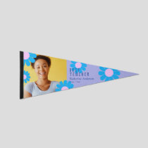 Daisy Best Teacher Photo Lilac Pennant Flag