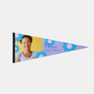Daisy Best Teacher Photo Lilac Pennant Flag