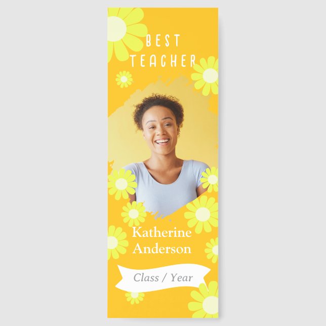 Daisy Best Teacher Photo Orange Bookmarks (Front)