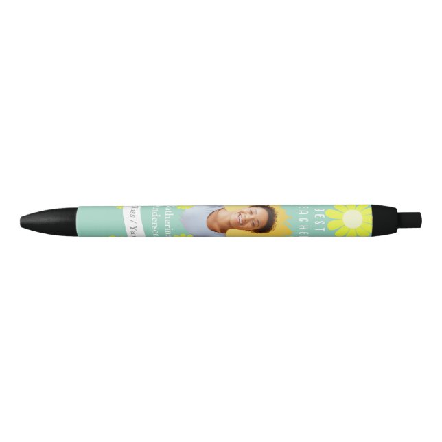 Daisy Best Teacher Photo Teal Pen (Front)