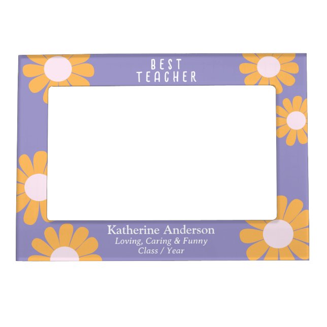 Daisy Best Teacher Purple Magnetic Frame (Front)