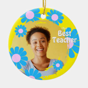 Daisy Best Teacher Yellow Ceramic Ornament
