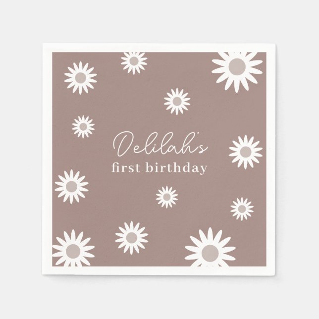 Daisy Birthday Invitation Napkins (Front)
