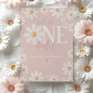 Daisy Birthday Invitation, Onederful Daisy 1st Bir Invitation