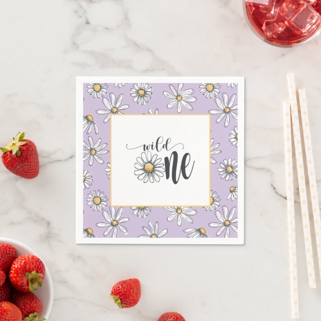 Daisy Birthday Napkin - Wild One - Purple (Insitu)