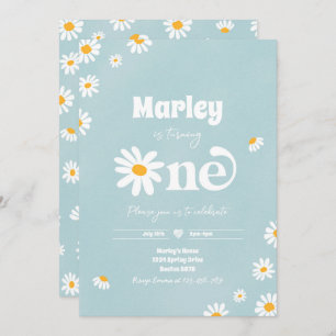 Daisy Birthday Party Bohemian Floral 1st Birthday Invitation