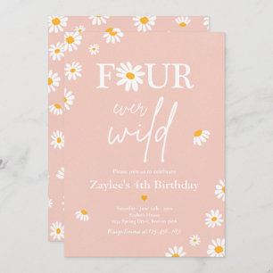 Daisy Birthday Party Bohmian Four Ever Wild Invitation
