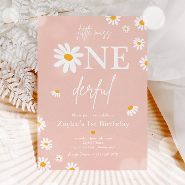 Daisy Birthday Party Bohmian Little Miss Onederful Invitation