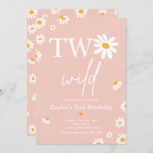 Daisy Birthday Party Bohmian Two Wild 2nd Birthday Invitation