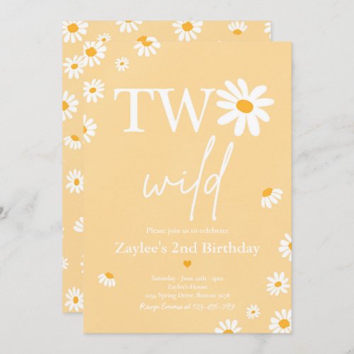 Daisy Birthday Party Bohmian Two Wild 2nd Birthday Invitation