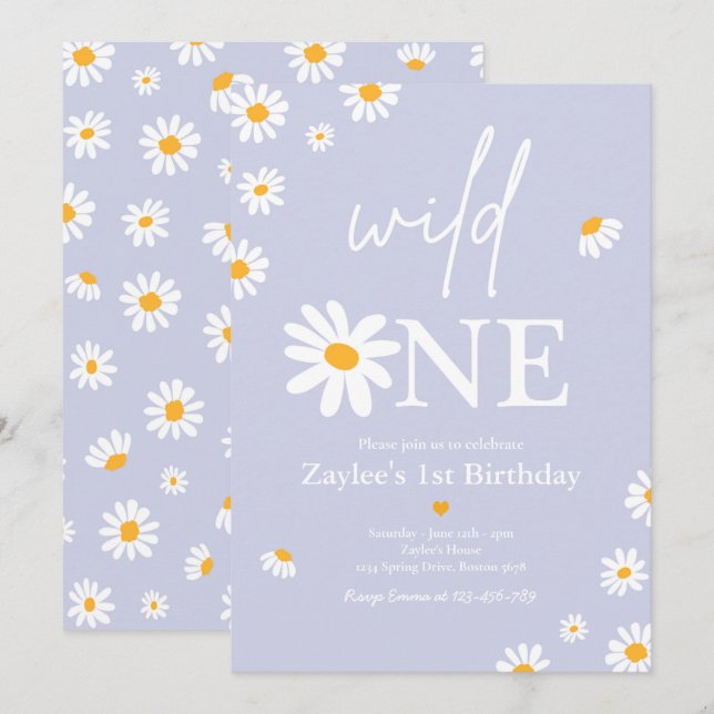 Daisy Birthday Party Bohmian Wild One 1st Birthday Invitation (Front/Back)