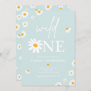 Daisy Birthday Party Bohmian Wild One 1st Birthday Invitation