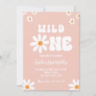 Daisy Birthday Party Bohmian Wild One 1st Birthday Invitation