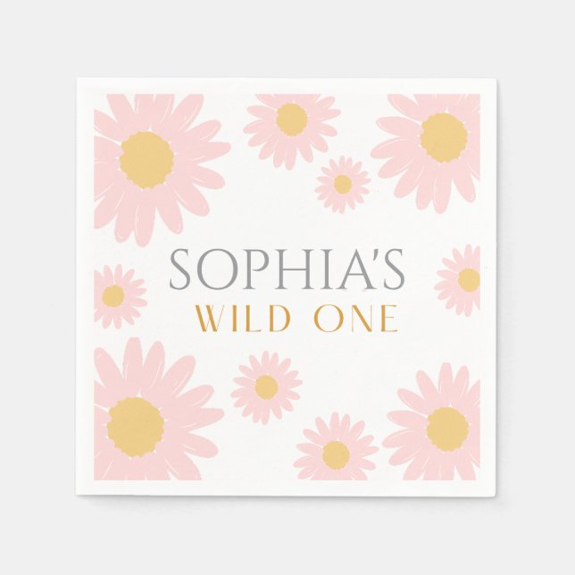 Daisy Birthday Party Bohmian Wild One 1st Birthday Napkins (Front)