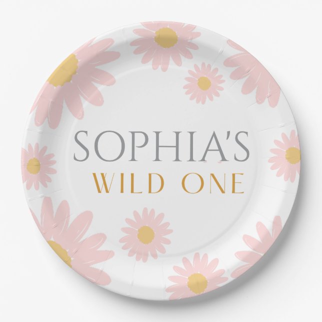 Daisy Birthday Party Bohmian Wild One 1st Birthday Paper Plates (Front)
