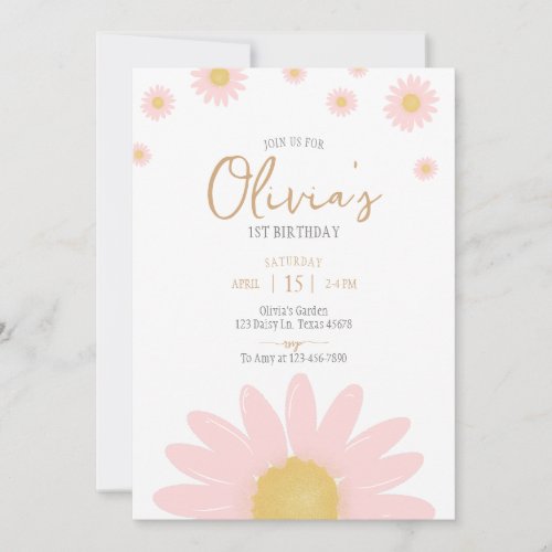 Daisy birthday party boho floral any age invitation