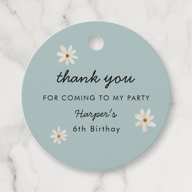 Daisy Birthday Party  Favor Tags (Front)