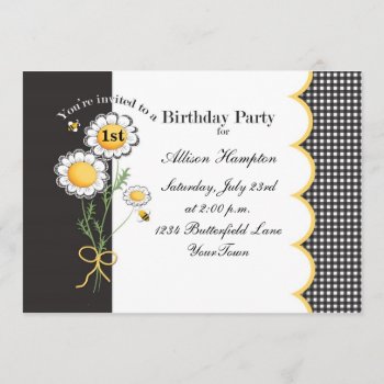 Daisy Birthday Party Invitation by mybabybundles at Zazzle