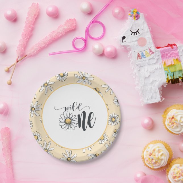 Daisy Birthday Plate - Wild One - Yellow (Party)