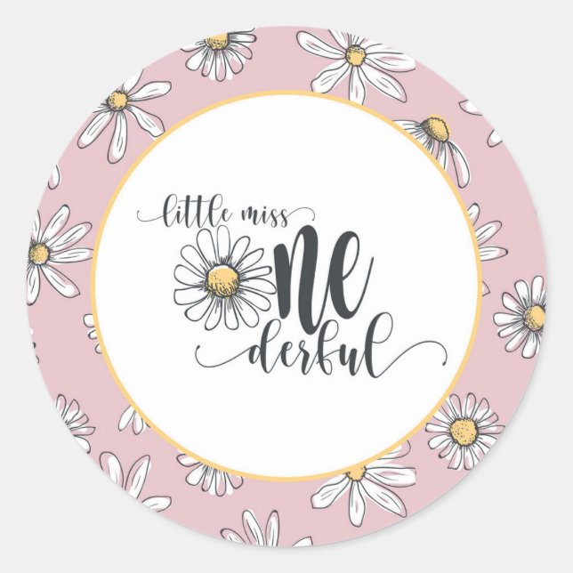 Daisy Birthday Sticker - Little Miss ONEderful (Front)