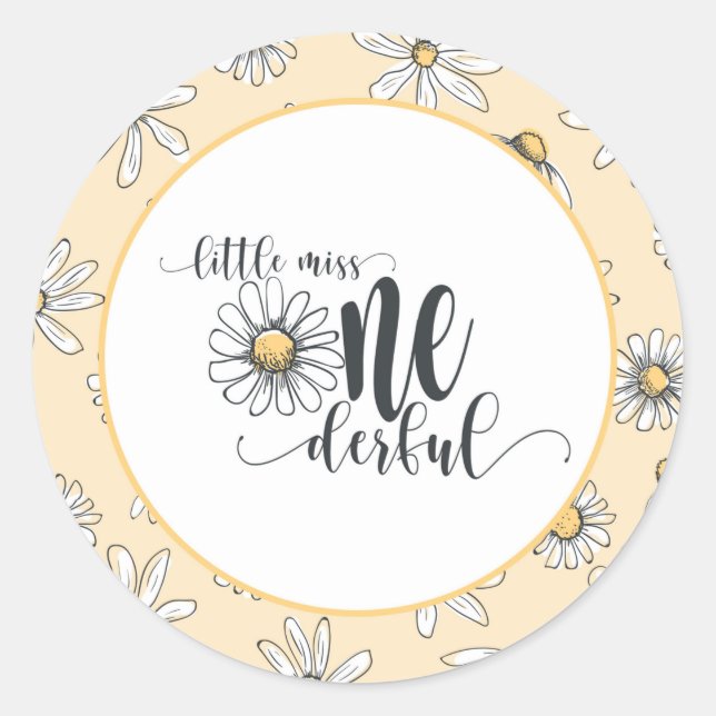 Daisy Birthday Sticker - Little Miss ONEderful - Y (Front)