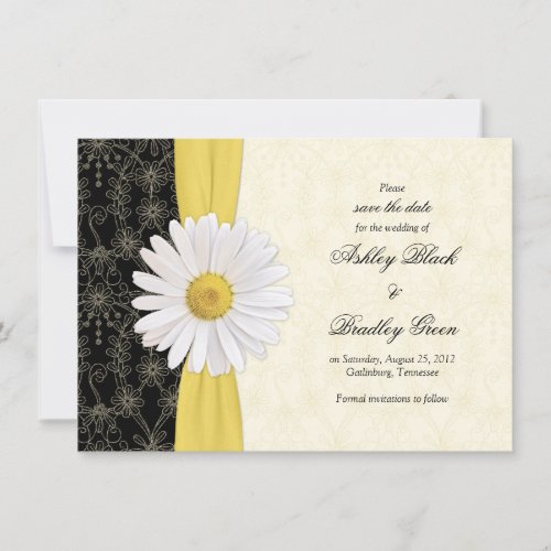 Daisy Black Yellow, Ivory Wedding Save the Date