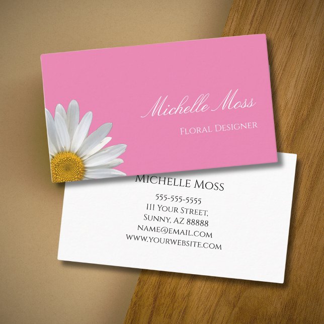 Daisy Bloom Elegant Floral Pink  Business Card (Creator Uploaded)
