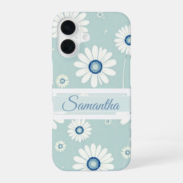 Daisy Blooms: Minimalist Floral Pattern iPhone Case (Back)