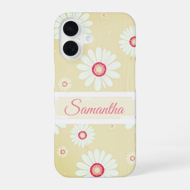 Daisy Blooms: Minimalist Floral Pattern iPhone Case (Back)