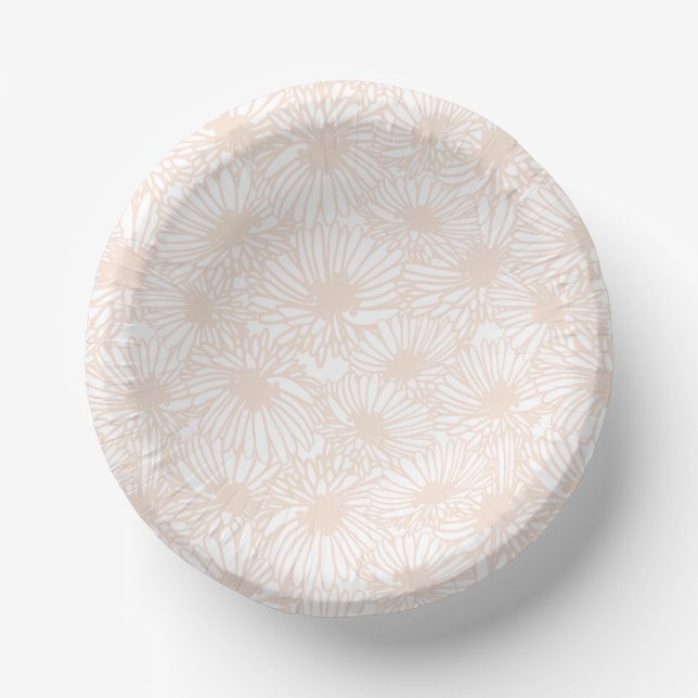 Daisy Blooms - Pale Peach Paper Bowls (Front)