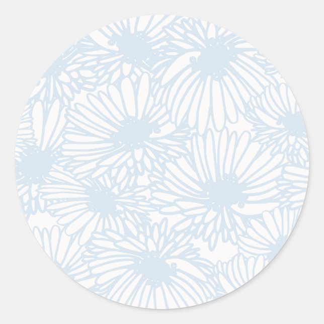 Daisy Blooms - Powder Blue Classic Round Sticker (Front)