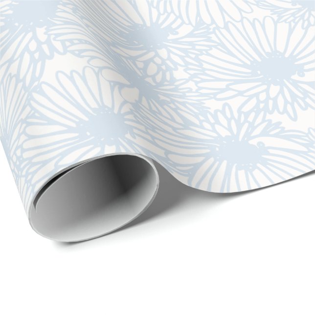 Daisy Blooms - Powder Blue Wrapping Paper (Roll Corner)